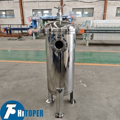 Industrial stainless steel bag filter housing with large capacity side feeding design and metal basket support for filtration